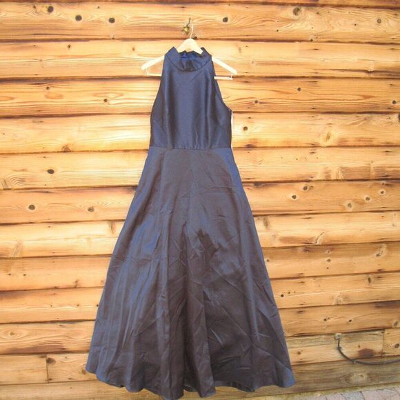 Monique Lhuillier High Neck Evening Gown Dress Navy 12 Pockets - Picture 6 of 13